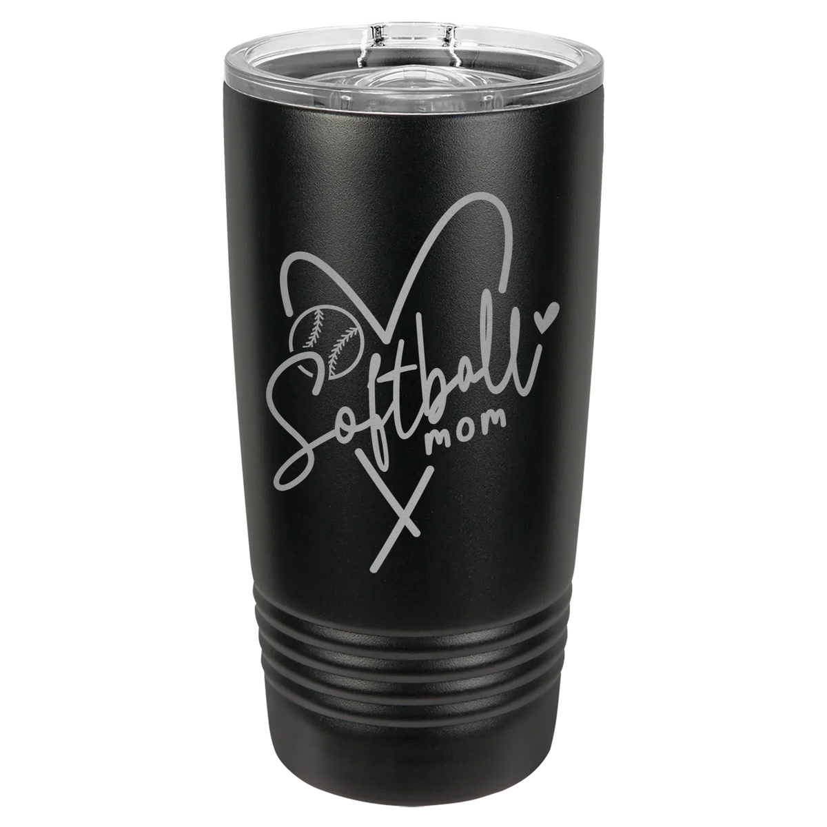 Softball Mom Heart Polar Camel ringneck tumbler, KD Dynamics catalog image