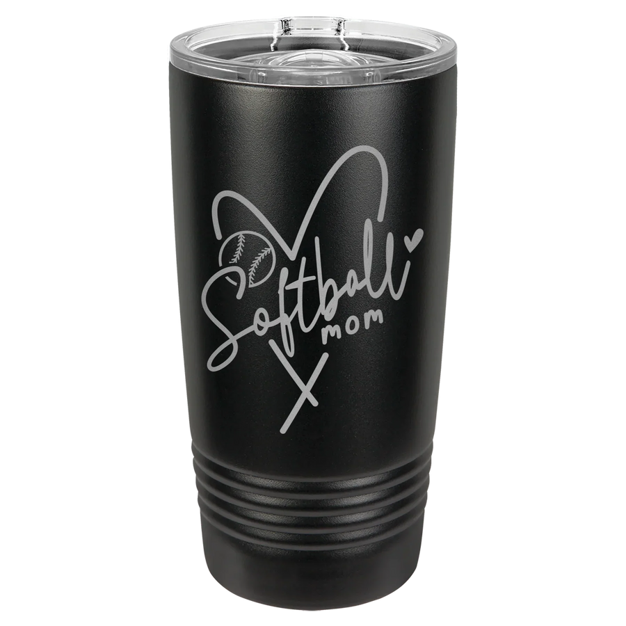 Softball Mom Heart Polar Camel ringneck tumbler, KD Dynamics catalog image