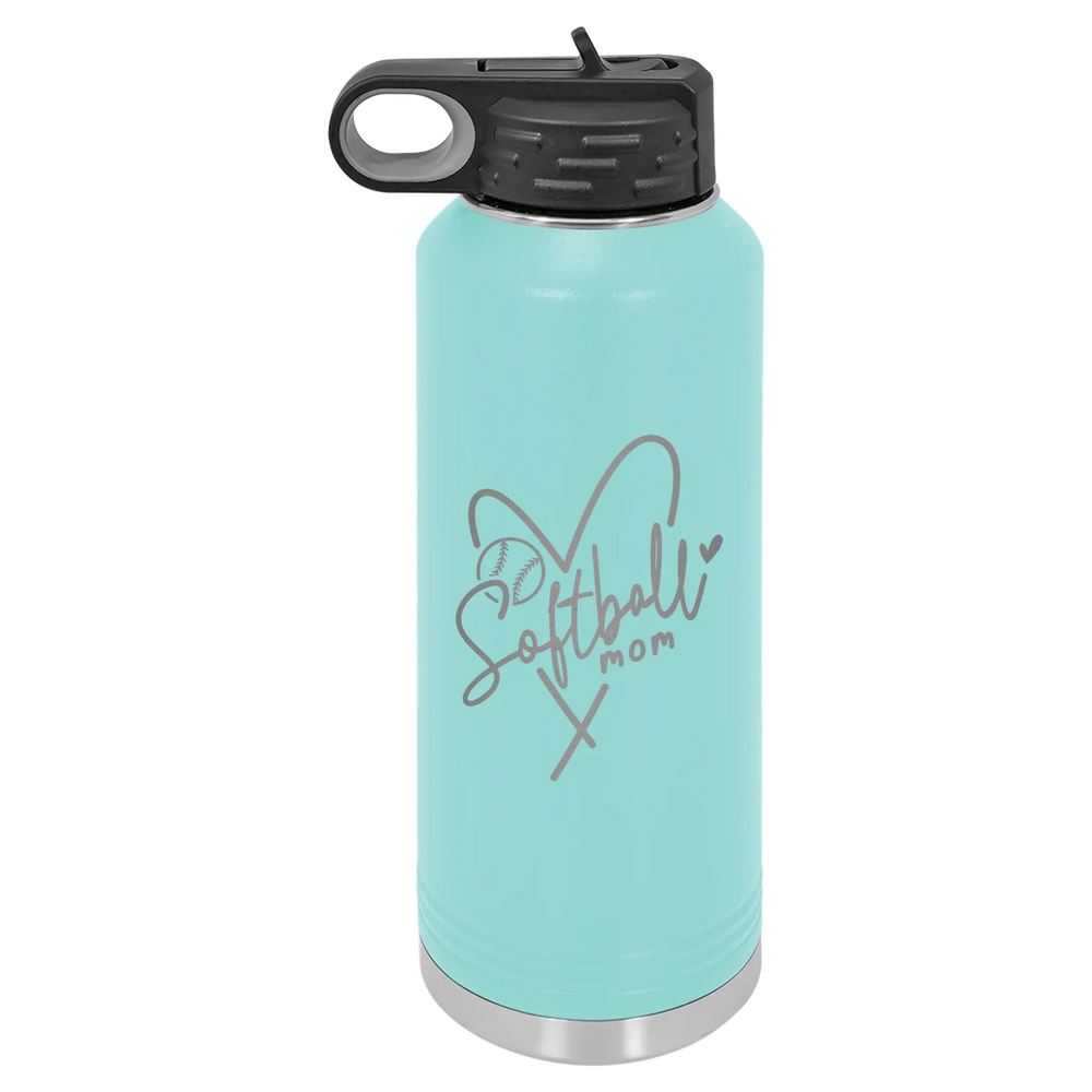 Softball Mom Heart - Polar Camel Water Bottle - Teal