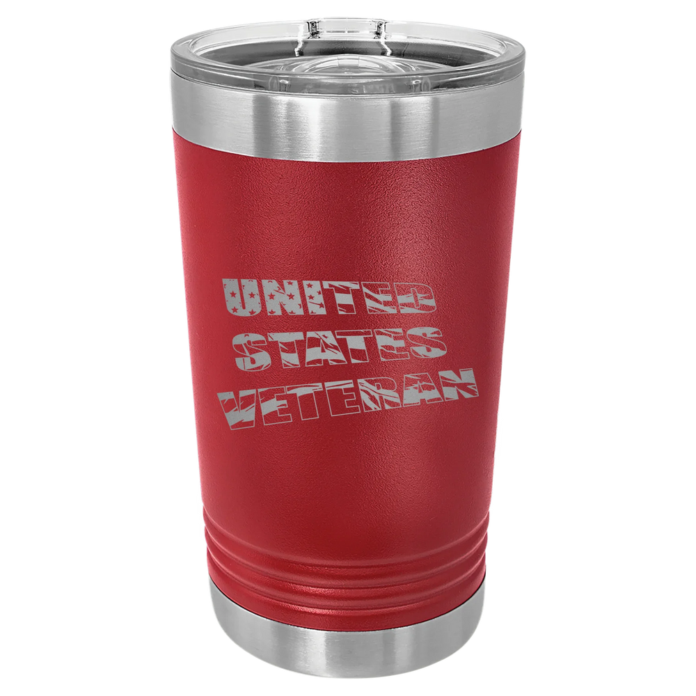 Flag Veteran - Polar Camel Pint with Slider Lid - Maroon