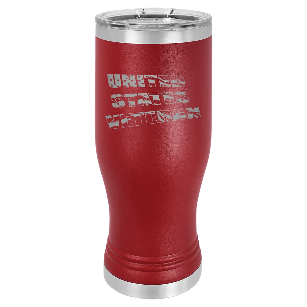 Flag Veteran - Polar Camel Pilsner Tumbler with Standard Lid - Maroon
