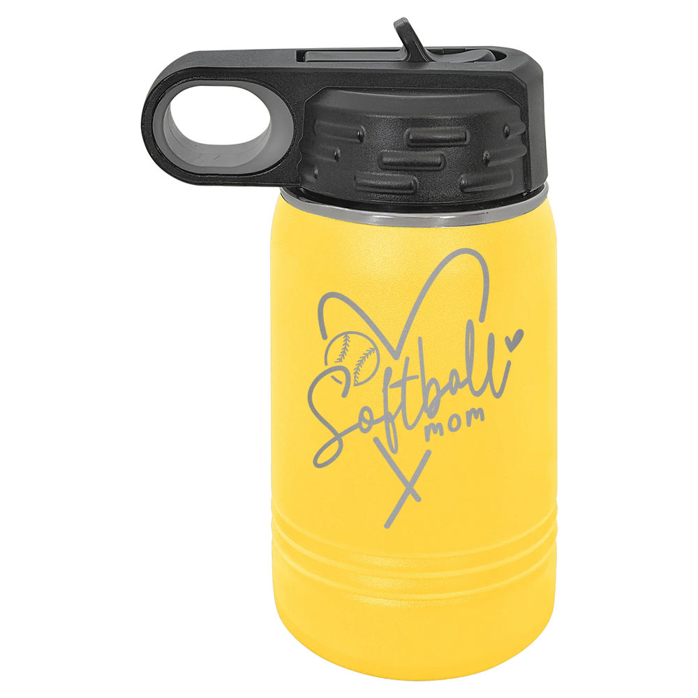 Softball Mom Heart - Polar Camel Water Bottle - Yellow