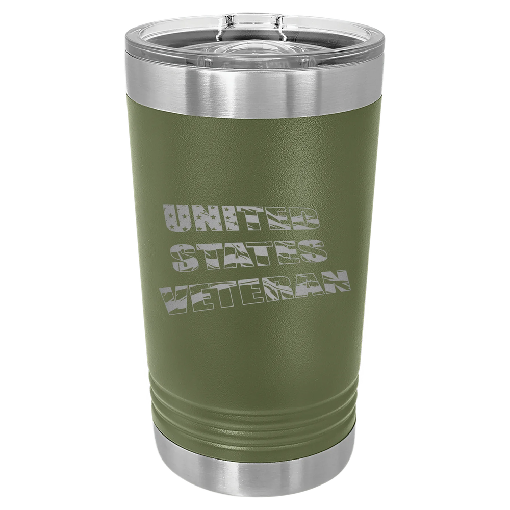 Flag Veteran - Polar Camel Pint with Slider Lid - Olive Green