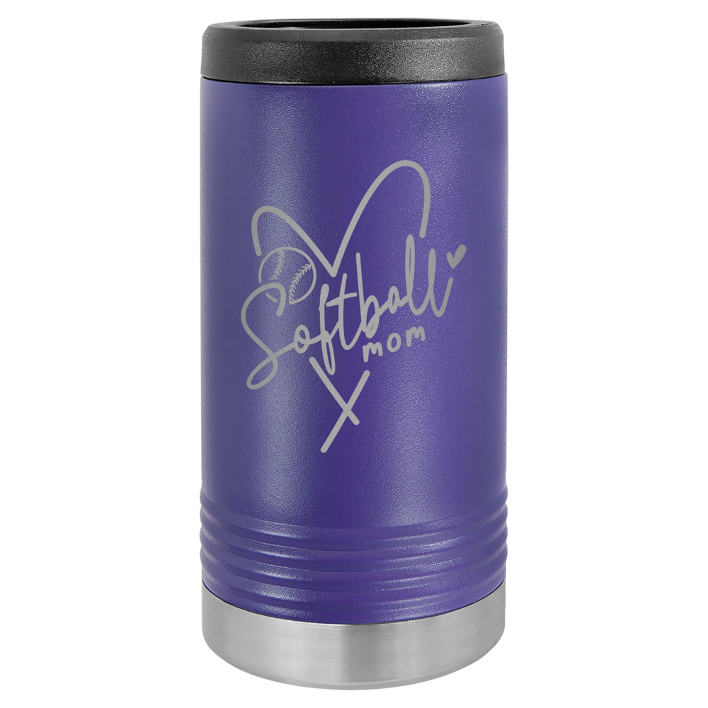 Softball Mom Heart - Polar Camel Beverage Holder - Purple Slim