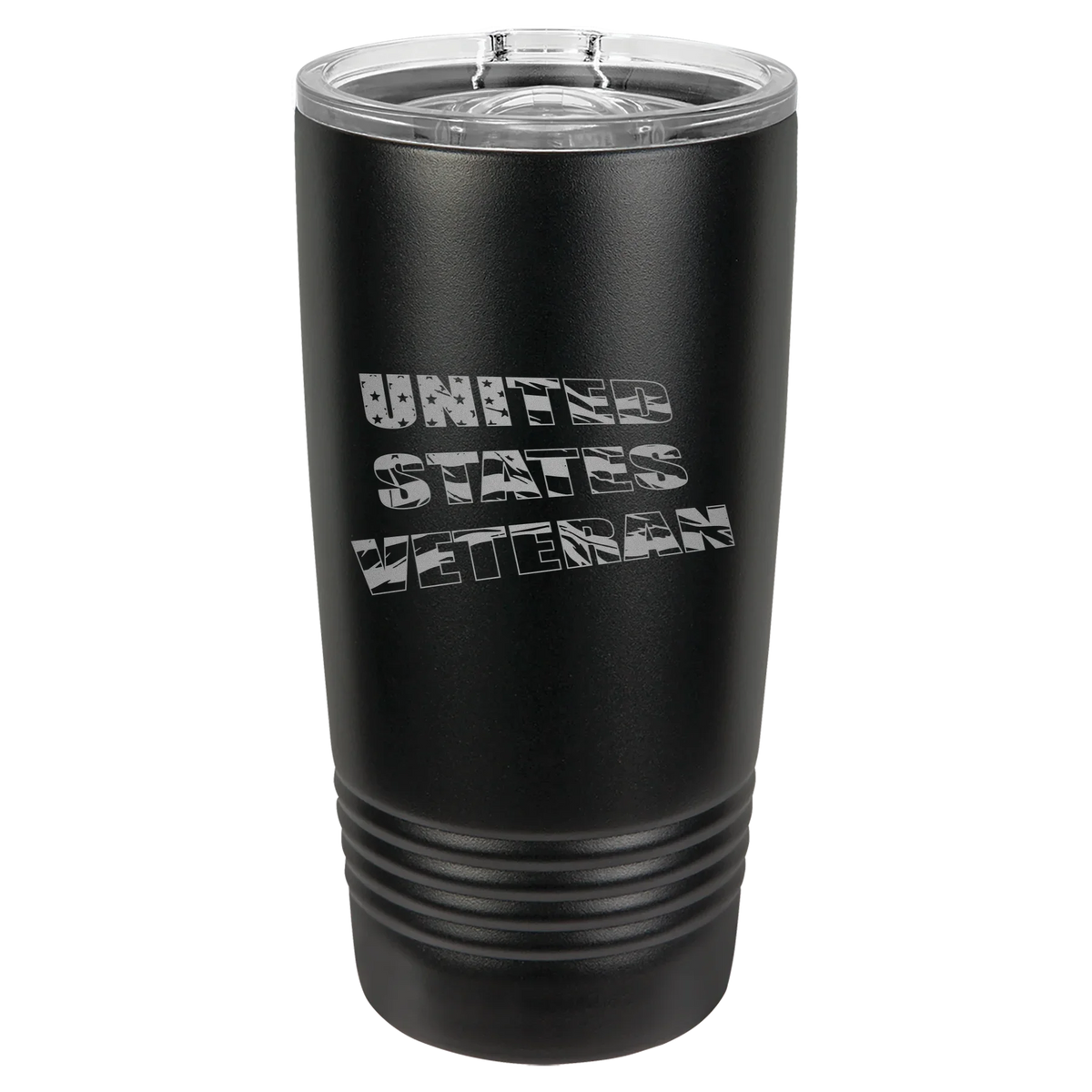 Flag Veteran - Polar Camel Ringneck Tumbler with Slider Lid - Full Black