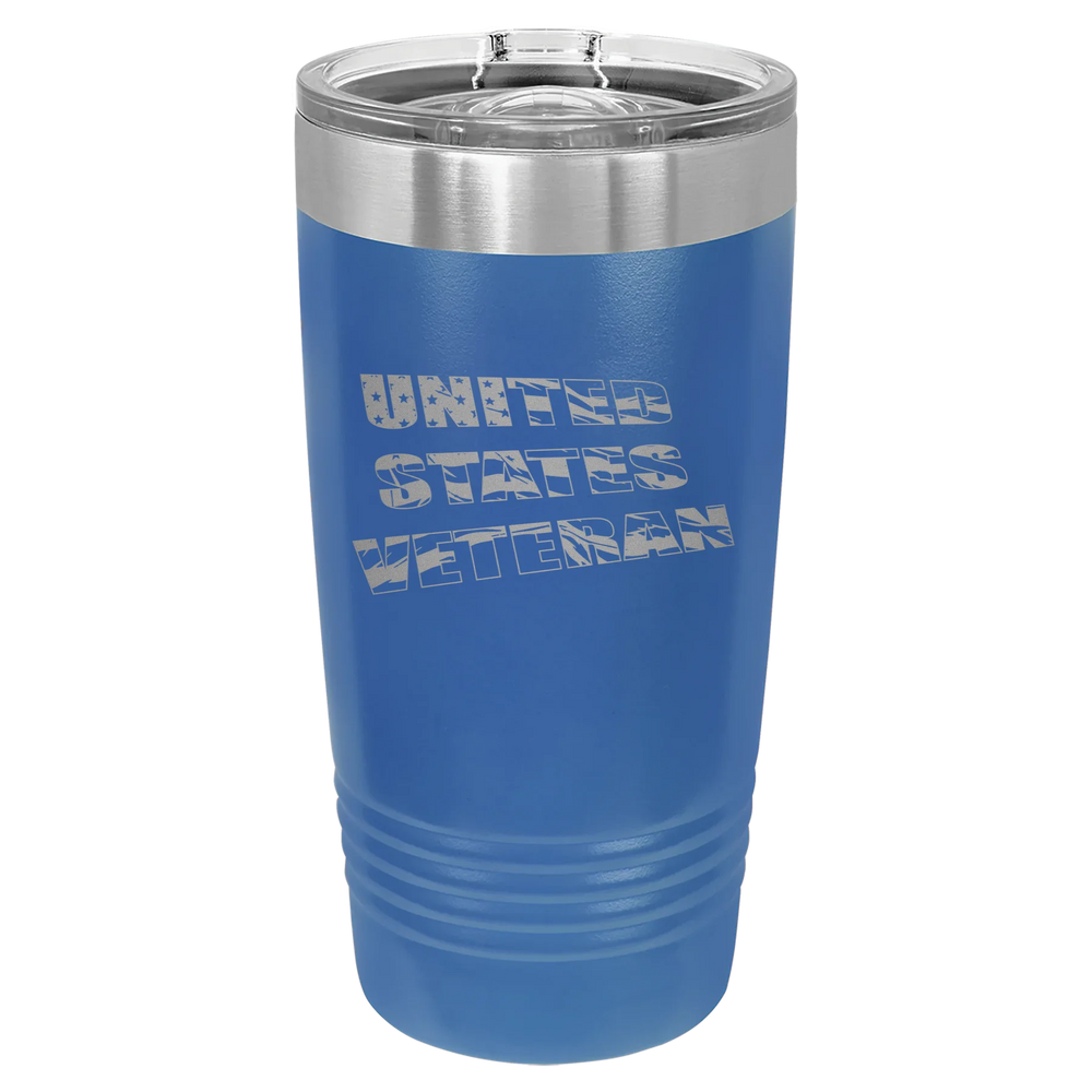 Flag Veteran - Polar Camel Ringneck Tumbler with Slider Lid - Royal Blue