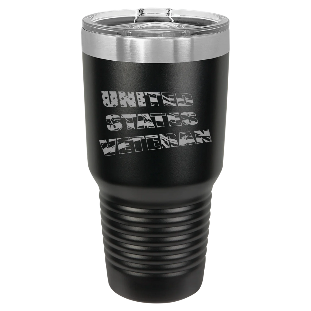 Flag Veteran - Polar Camel Ringneck Tumbler with Slider Lid - Black