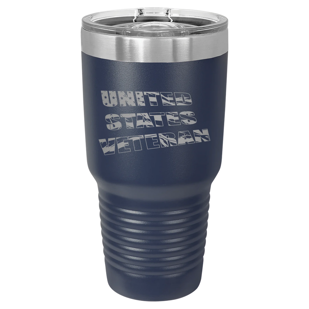 Flag Veteran - Polar Camel Ringneck Tumbler with Slider Lid - Navy Blue