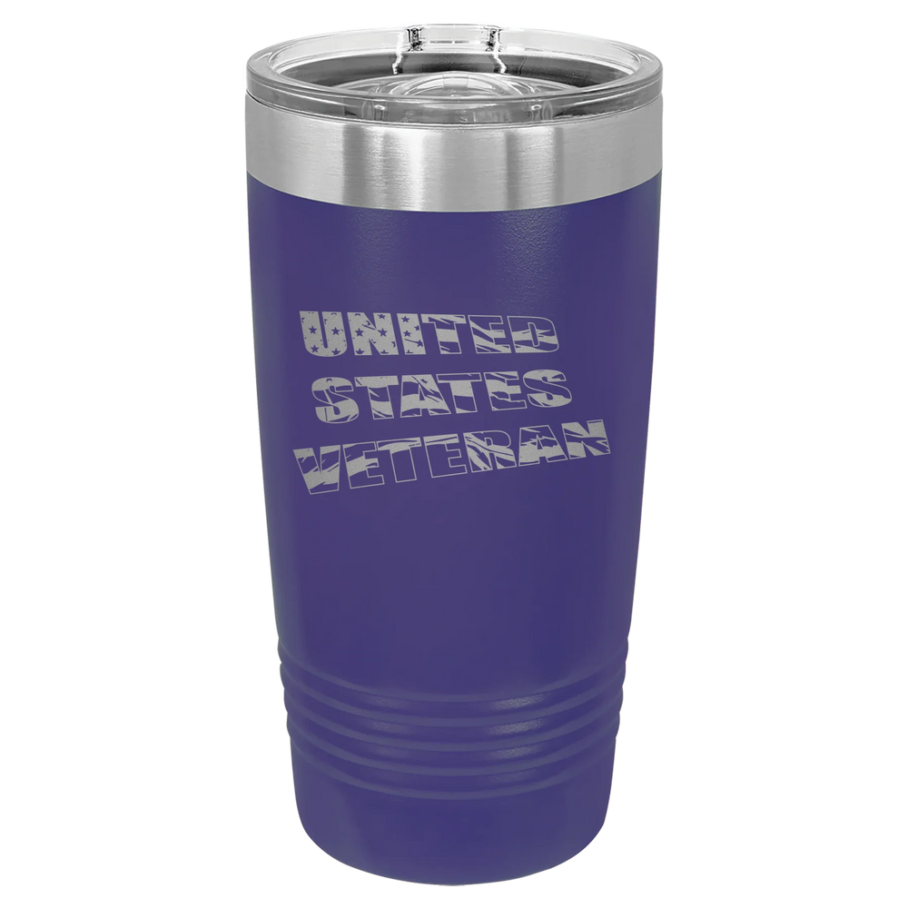 Flag Veteran - Polar Camel Ringneck Tumbler with Slider Lid - Purple
