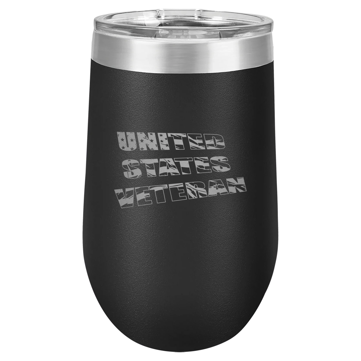 Flag Veteran - Polar Camel Stemless Tumbler with Lid - Black