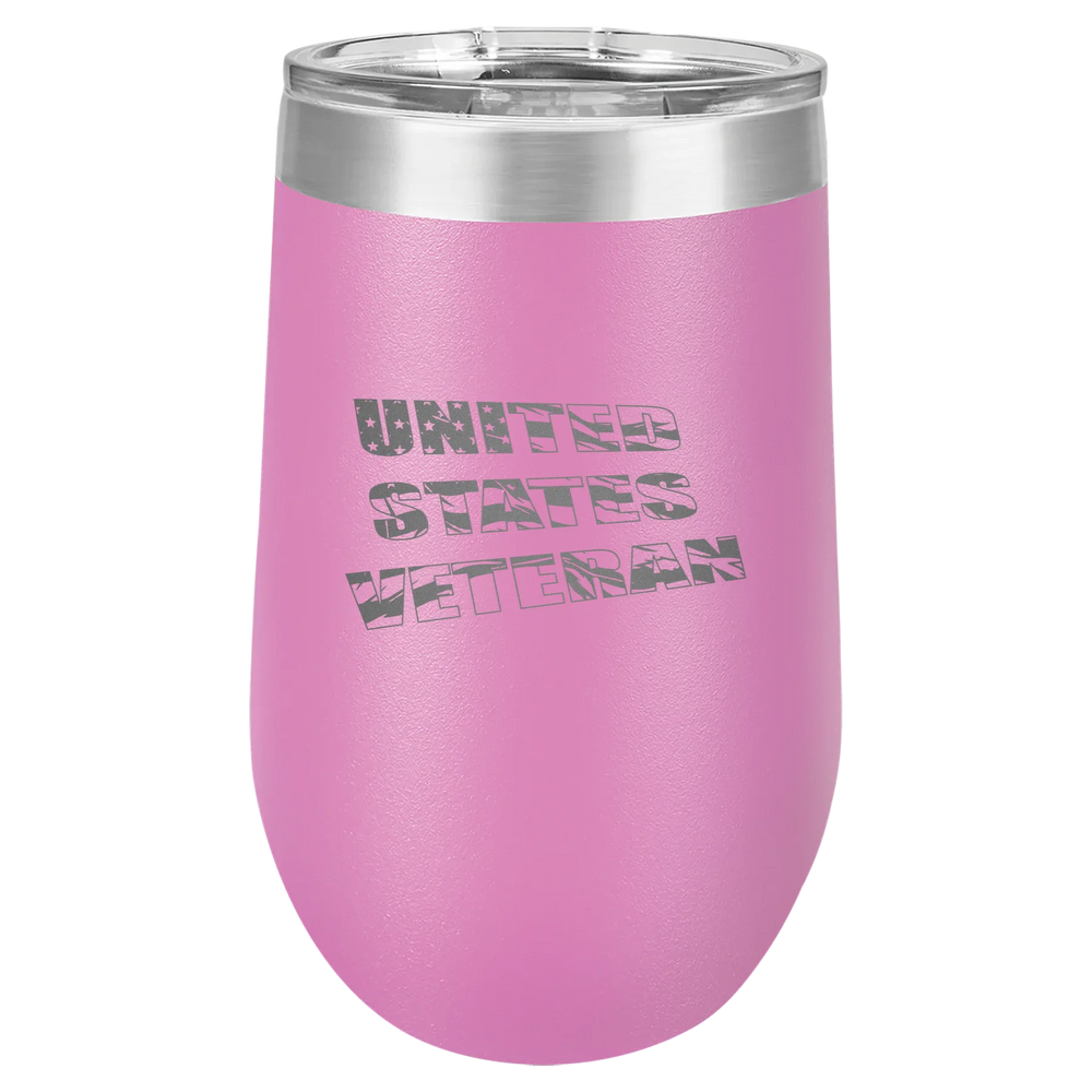 Flag Veteran - Polar Camel Stemless Tumbler with Lid - Light Purple