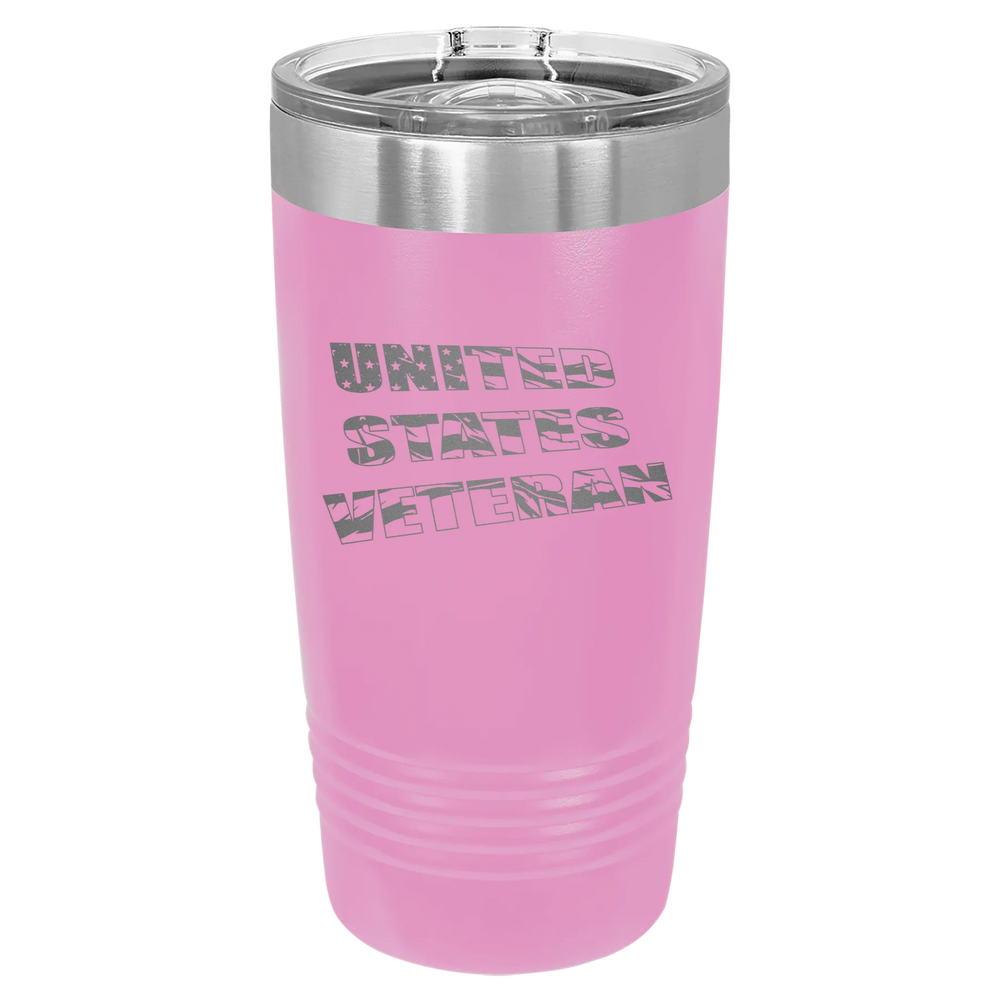 Flag Veteran - Polar Camel Ringneck Tumbler with Slider Lid - Light Purple