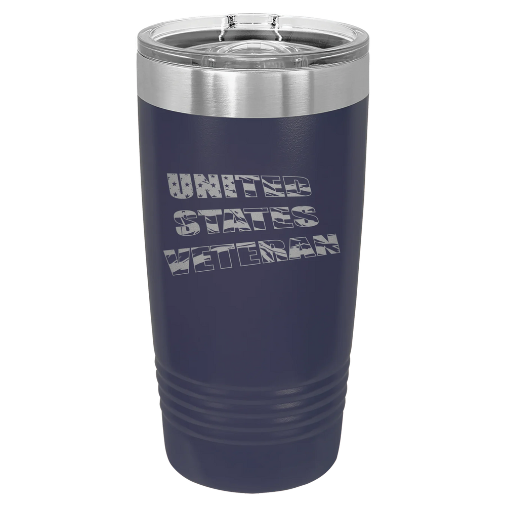 Flag Veteran - Polar Camel Ringneck Tumbler with Slider Lid - Navy Blue