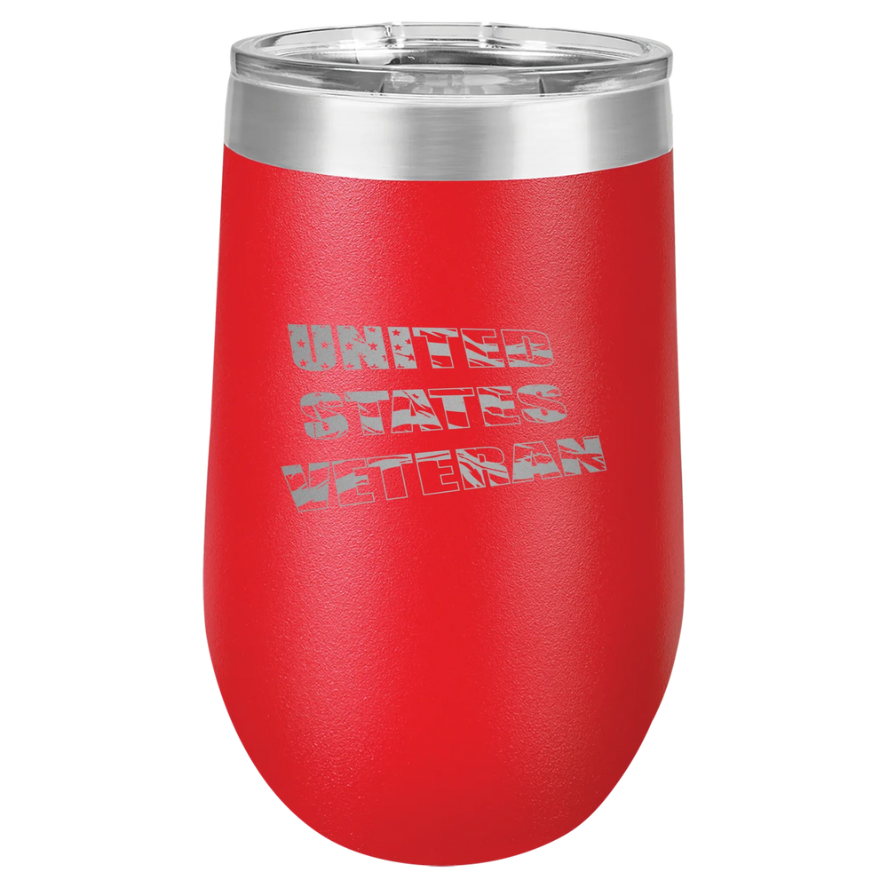 Flag Veteran - Polar Camel Stemless Tumbler with Lid - Red