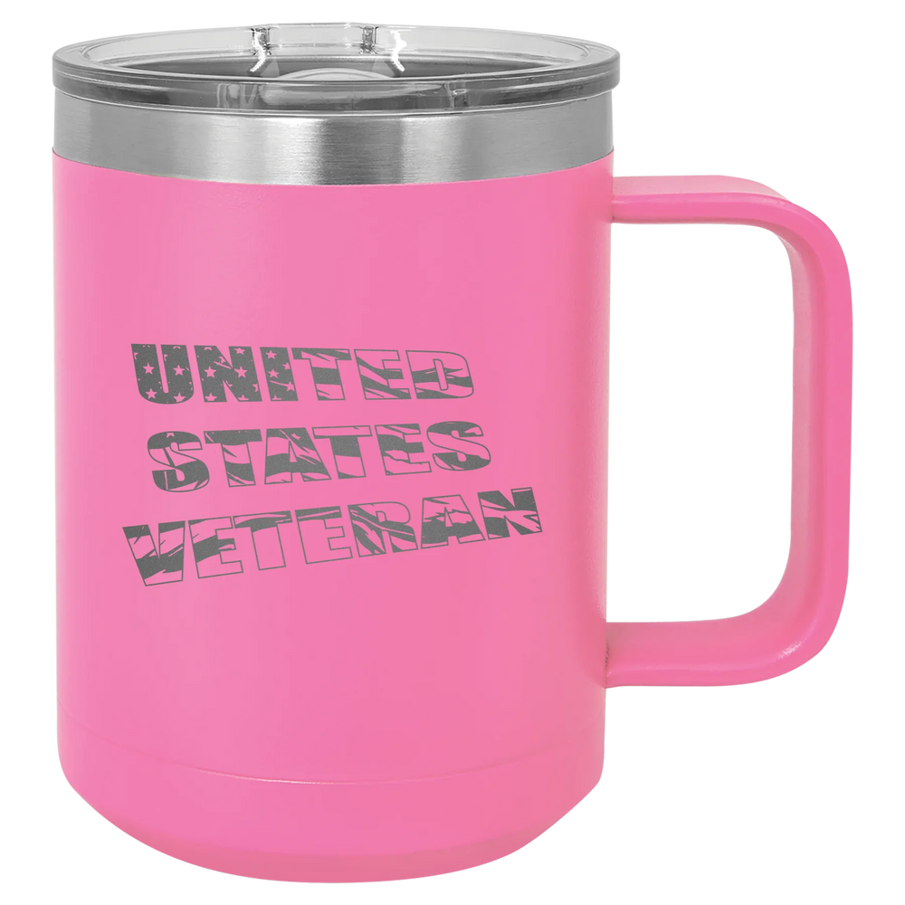 Flag Veteran - Polar Camel Vacuum Insulated Mug with Slider Lid - Pink