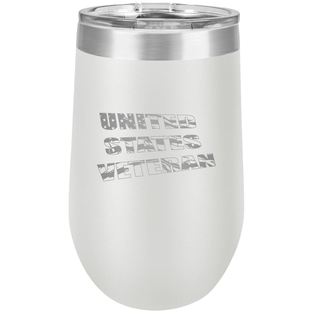 Flag Veteran - Polar Camel Stemless Tumbler with Lid - White