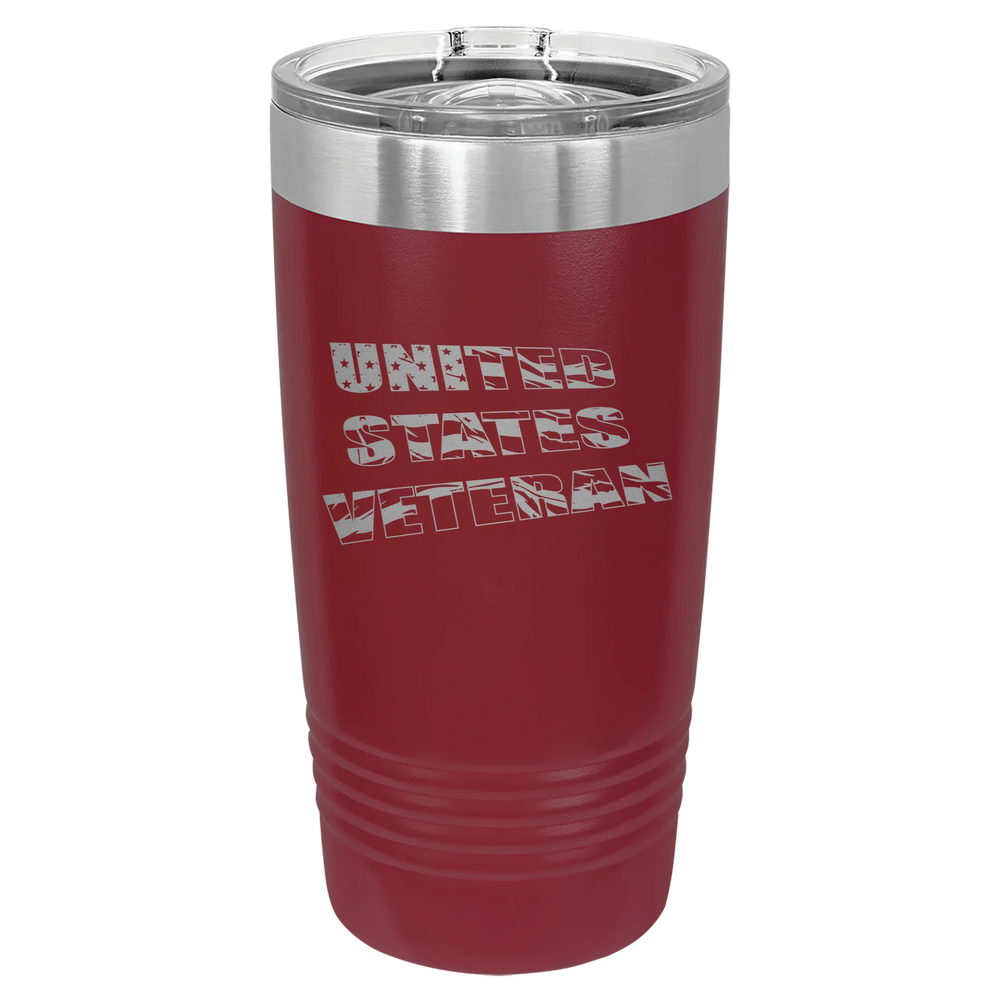 Flag Veteran - Polar Camel Ringneck Tumbler with Slider Lid - Maroon