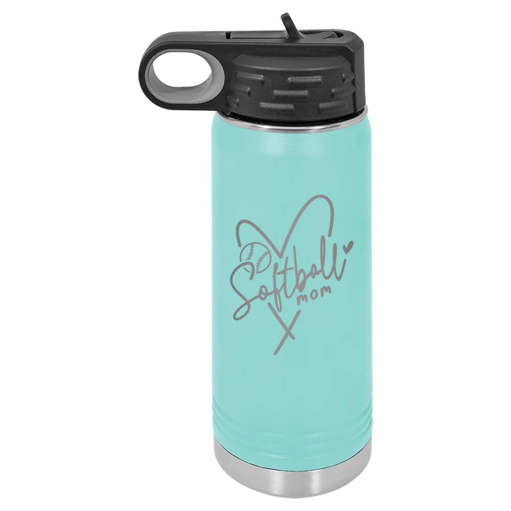 Softball Mom Heart - Polar Camel Water Bottle - Teal
