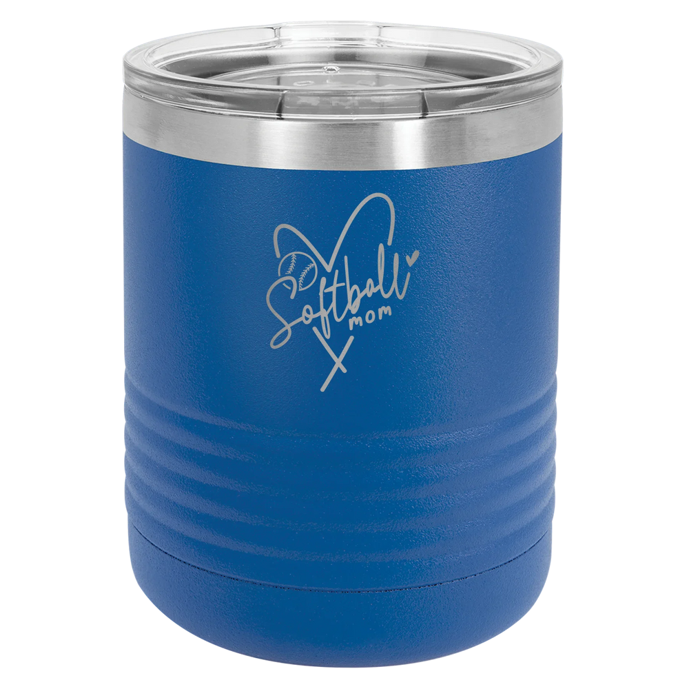 Softball Mom Heart - Polar Camel Tumbler with Standard Lid - Royal Blue
