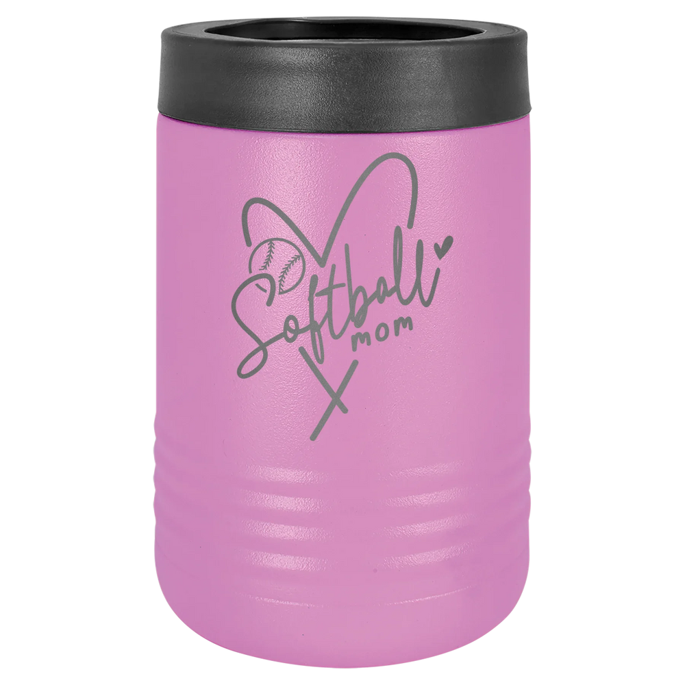 Softball Mom Heart - Polar Camel Beverage Holder - Light Purple Stainless Steel Vacuum Insulated