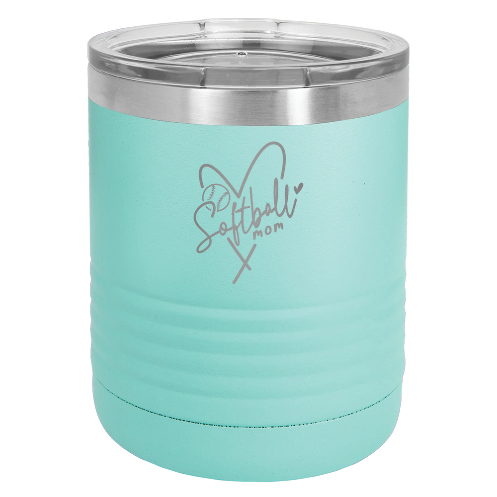 Softball Mom Heart - Polar Camel Tumbler with Standard Lid - Teal
