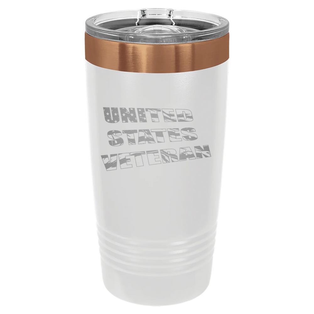 Flag Veteran - Polar Camel Ringneck Tumbler - White/Rose Gold