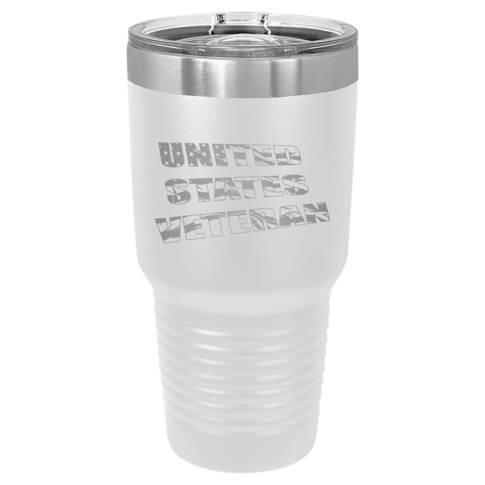 Flag Veteran - Polar Camel Ringneck Tumbler with Slider Lid - White