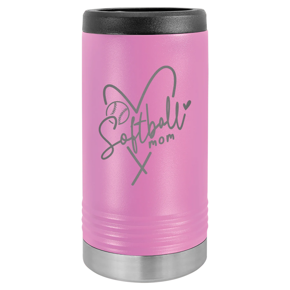 Softball Mom Heart - Polar Camel Beverage Holder - Light Purple Slim