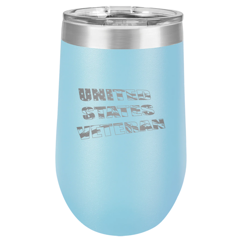 Flag Veteran - Polar Camel Stemless Tumbler with Lid - Light Blue