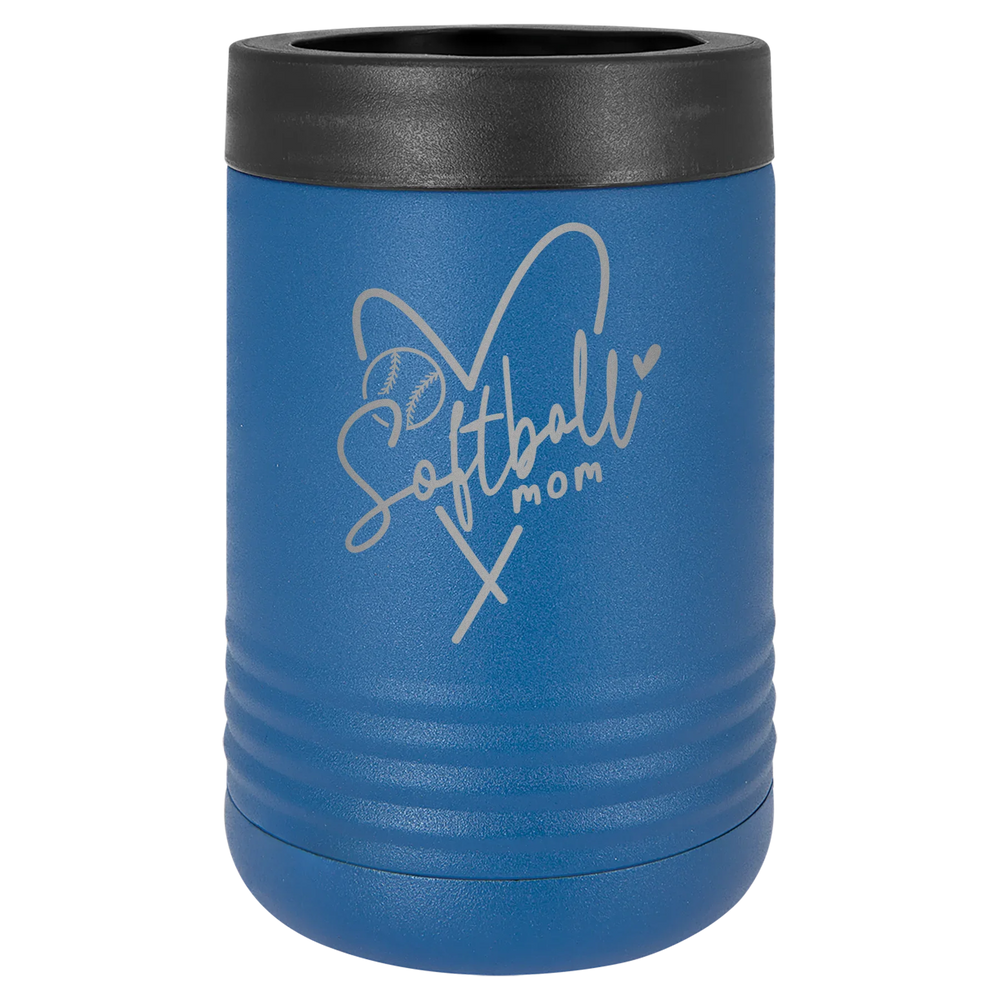 Softball Mom Heart - Polar Camel Beverage Holder - Royal Blue Stainless Steel Vacuum Insulated