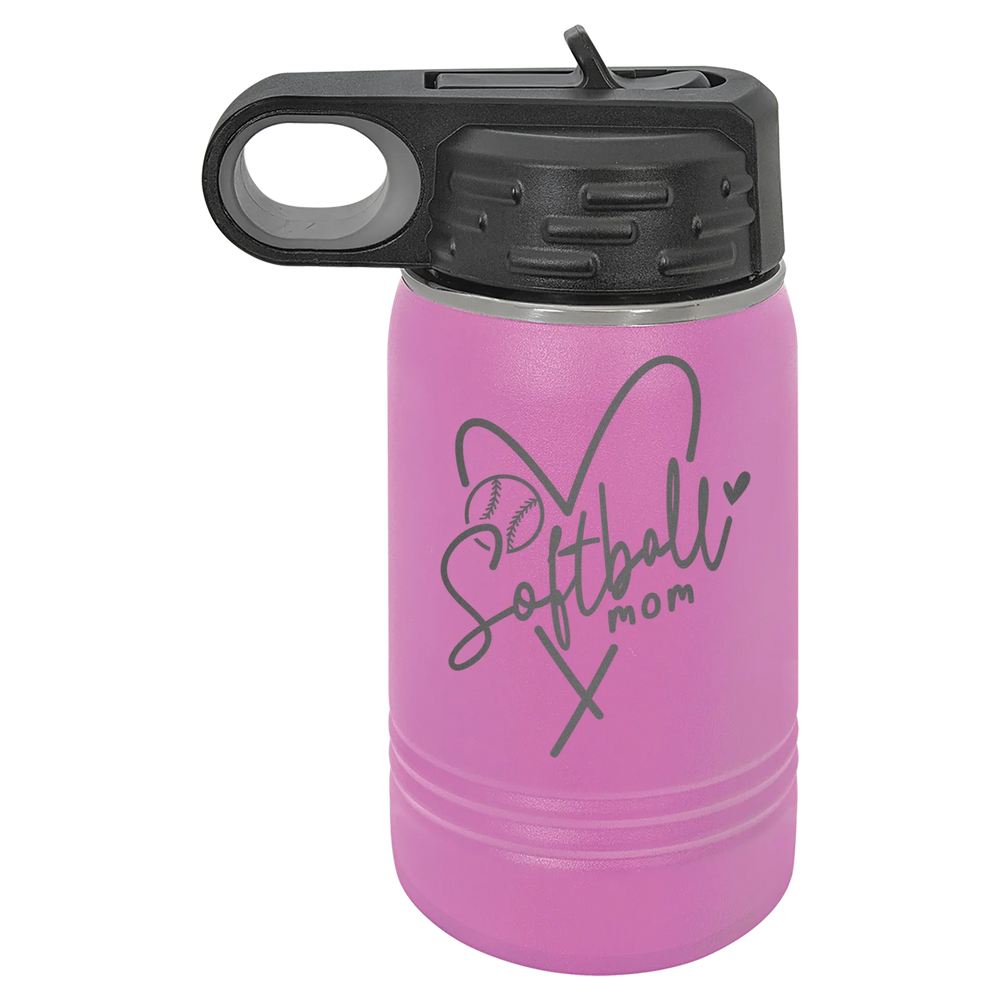 Softball Mom Heart - Polar Camel Water Bottle - Light Purple