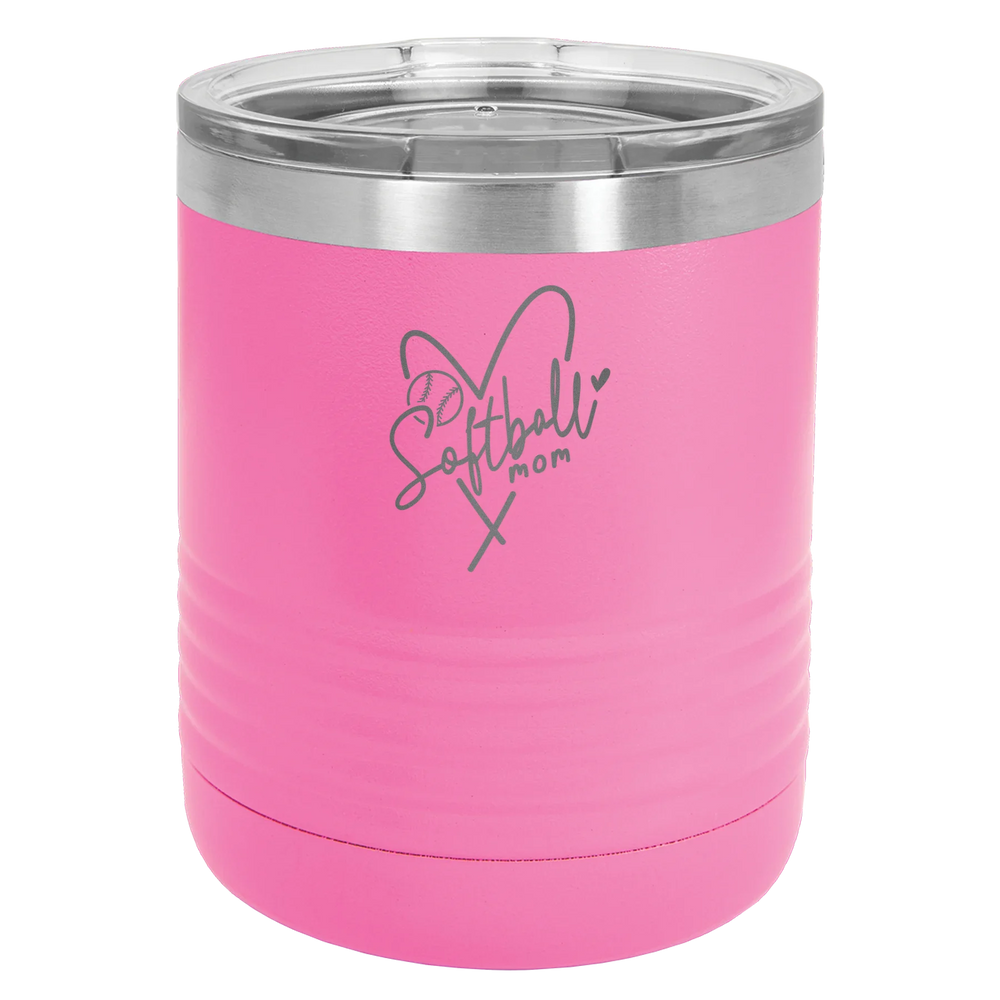 Softball Mom Heart - Polar Camel Tumbler with Standard Lid - Pink