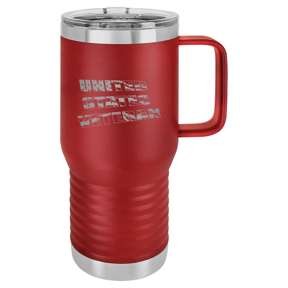 Flag Veteran - Polar Camel Vacuum Insulated Travel Mug with Slider Lid - Maroon