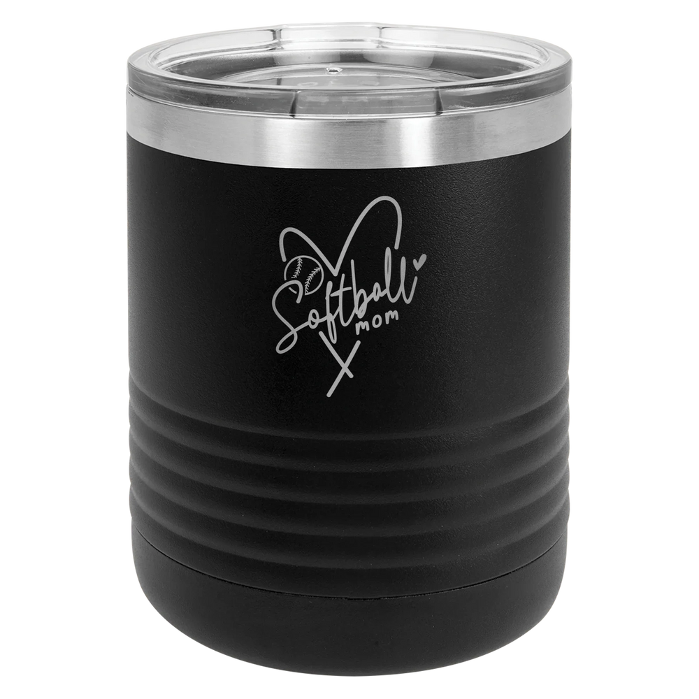 Softball Mom Heart - Polar Camel Tumbler with Standard Lid - Black