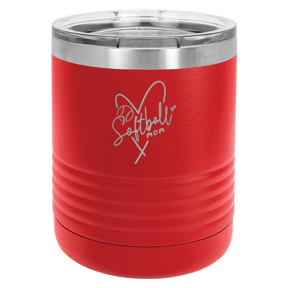 Softball Mom Heart - Polar Camel Tumbler with Standard Lid - Red