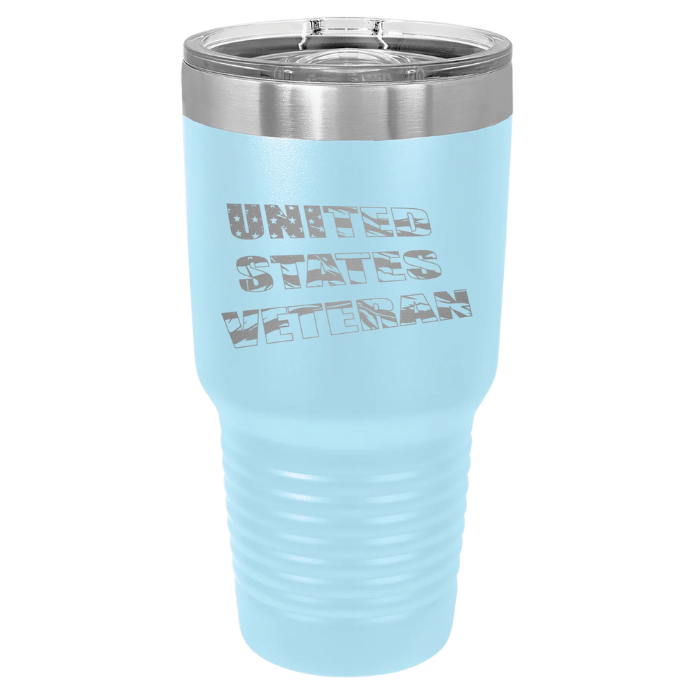 Flag Veteran - Polar Camel Ringneck Tumbler with Slider Lid - Light Blue
