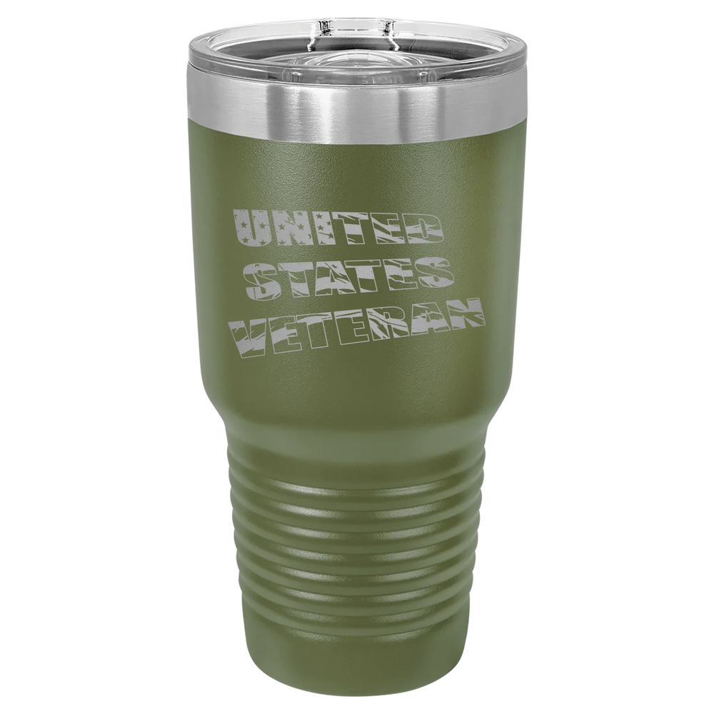 Flag Veteran - Polar Camel Ringneck Tumbler with Slider Lid - Olive Green