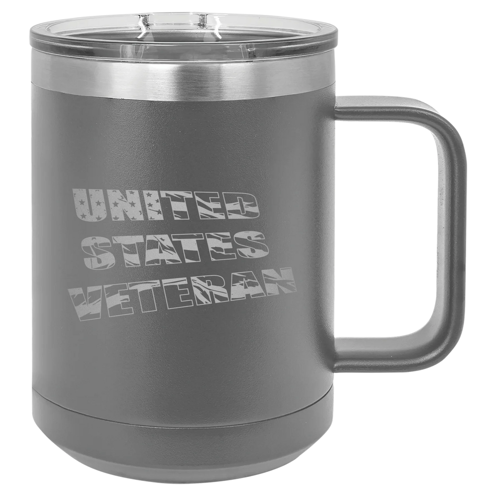 Flag Veteran - Polar Camel Vacuum Insulated Mug with Slider Lid - Dark Gray