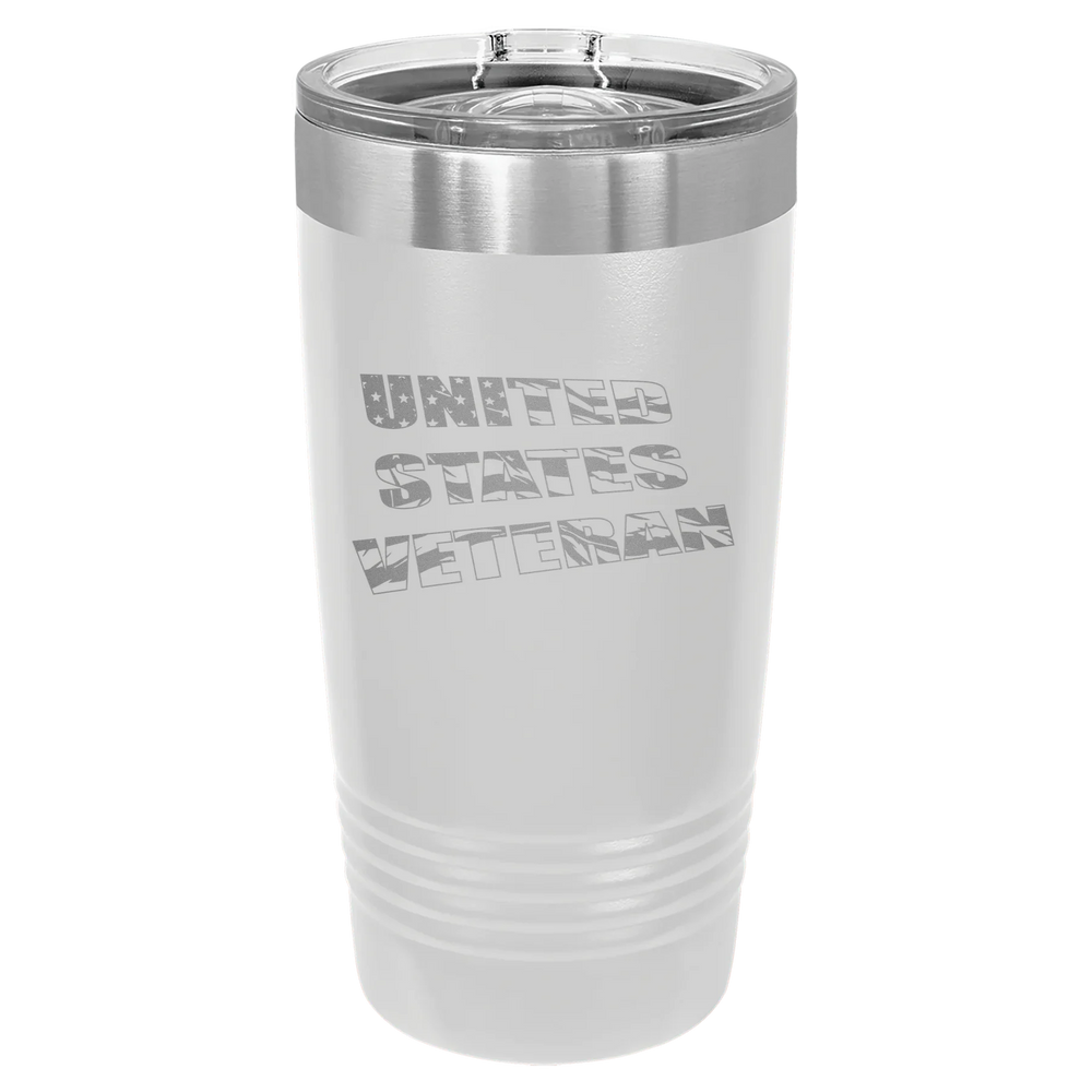 Flag Veteran - Polar Camel Ringneck Tumbler with Slider Lid - White