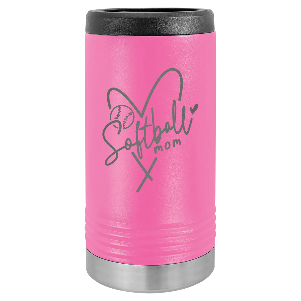 Softball Mom Heart - Polar Camel Beverage Holder - Pink Slim