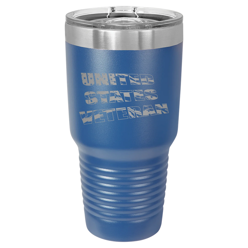 Flag Veteran - Polar Camel Ringneck Tumbler with Slider Lid - Royal Blue