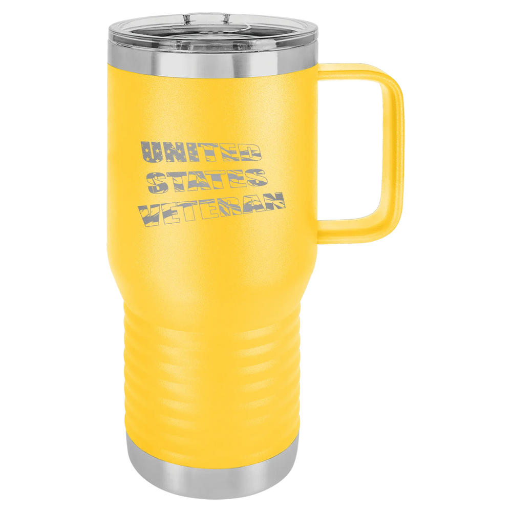 Flag Veteran - Polar Camel Vacuum Insulated Travel Mug with Slider Lid - Yellow