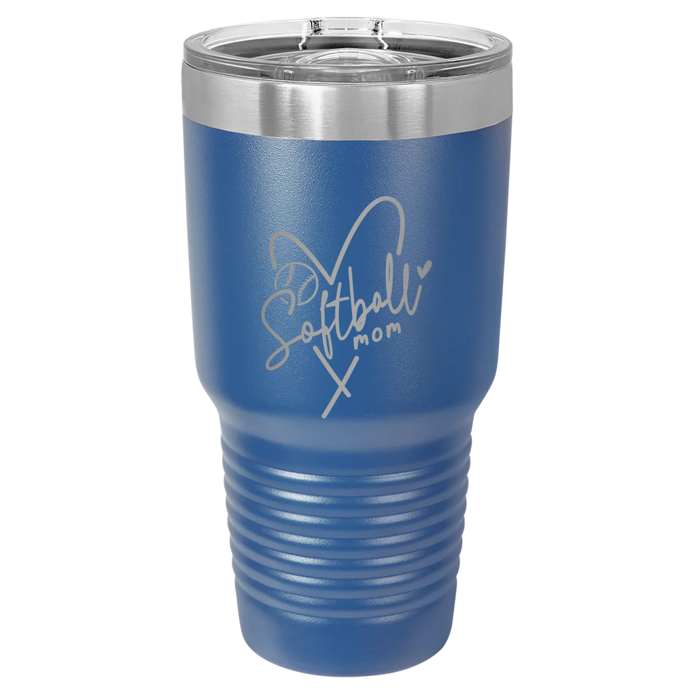 Softball Mom Heart - Polar Camel Ringneck Tumbler with Slider Lid - Royal Blue