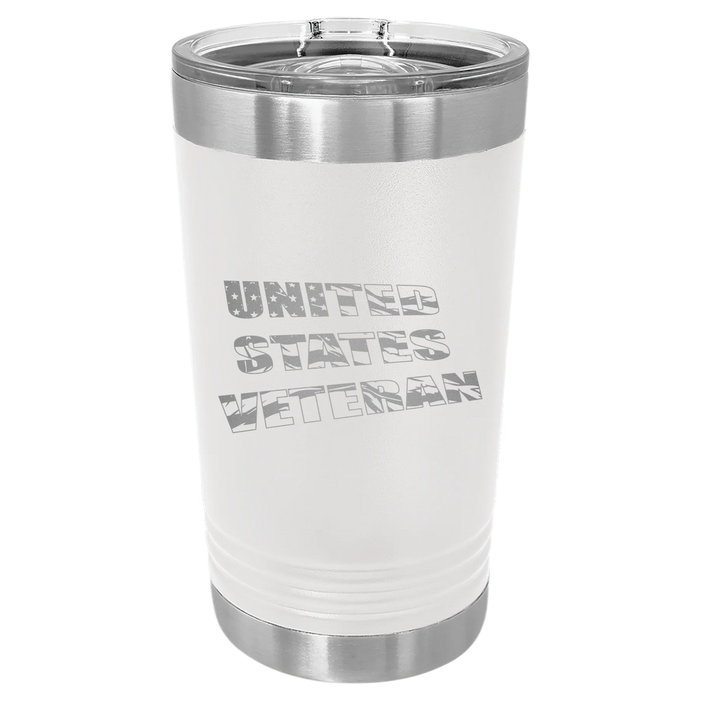 Flag Veteran - Polar Camel Pint with Slider Lid - White