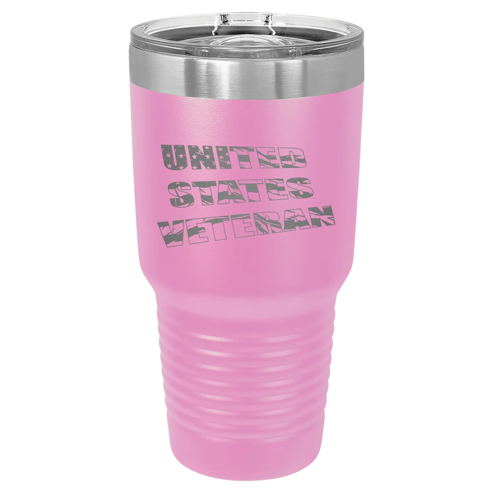 Flag Veteran - Polar Camel Ringneck Tumbler with Slider Lid - Light Purple