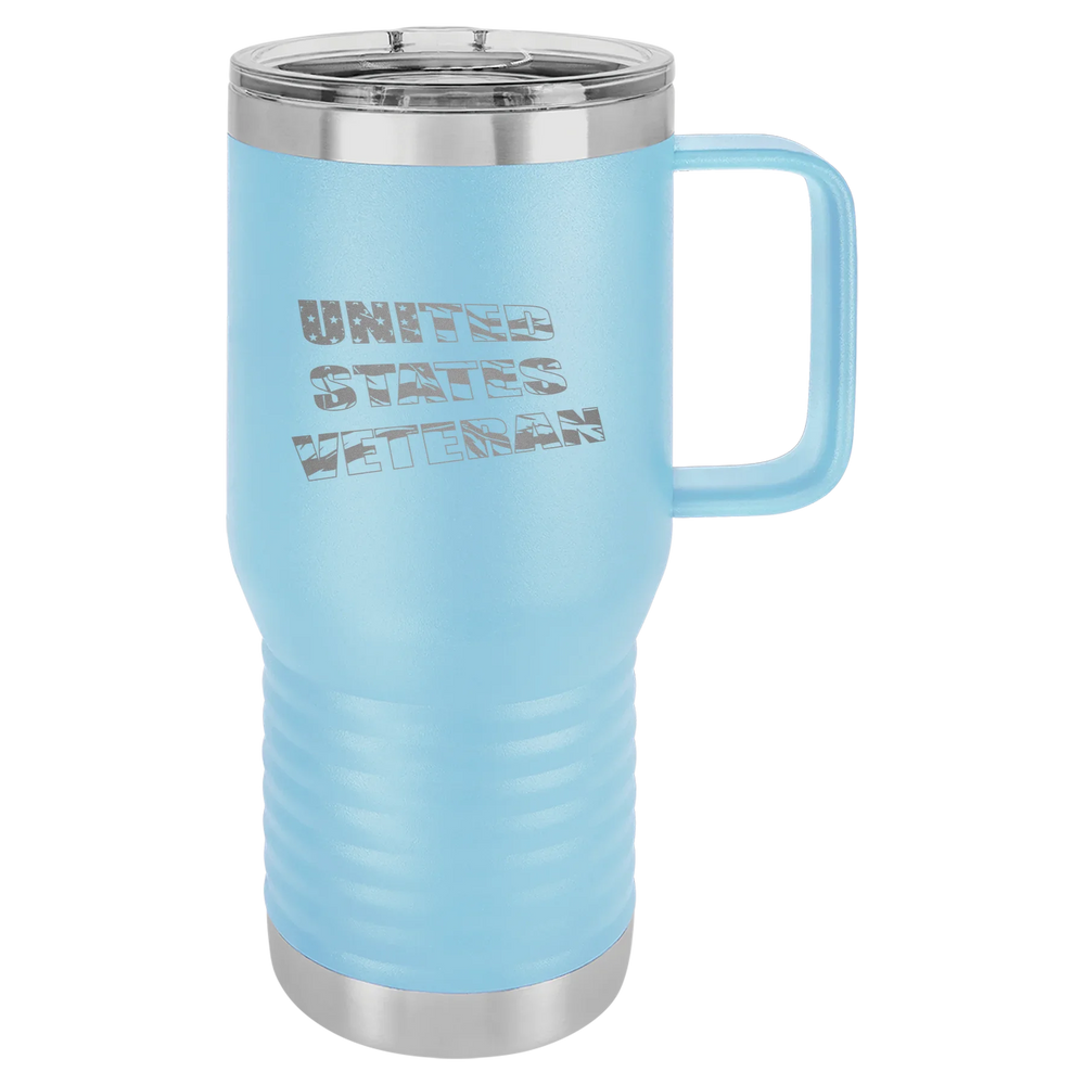 Flag Veteran - Polar Camel Vacuum Insulated Travel Mug with Slider Lid - Light Blue