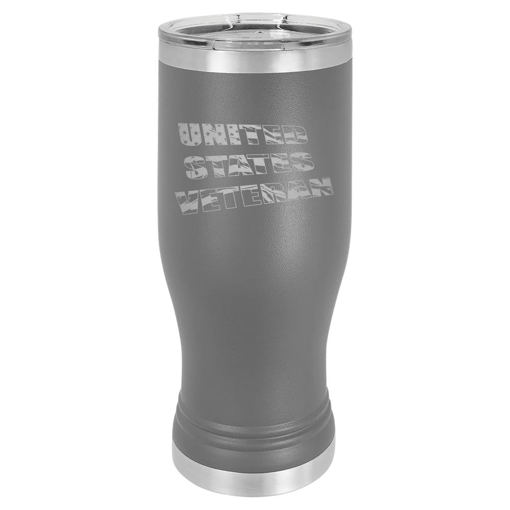 Flag Veteran - Polar Camel Pilsner Tumbler with Standard Lid - Dark Gray