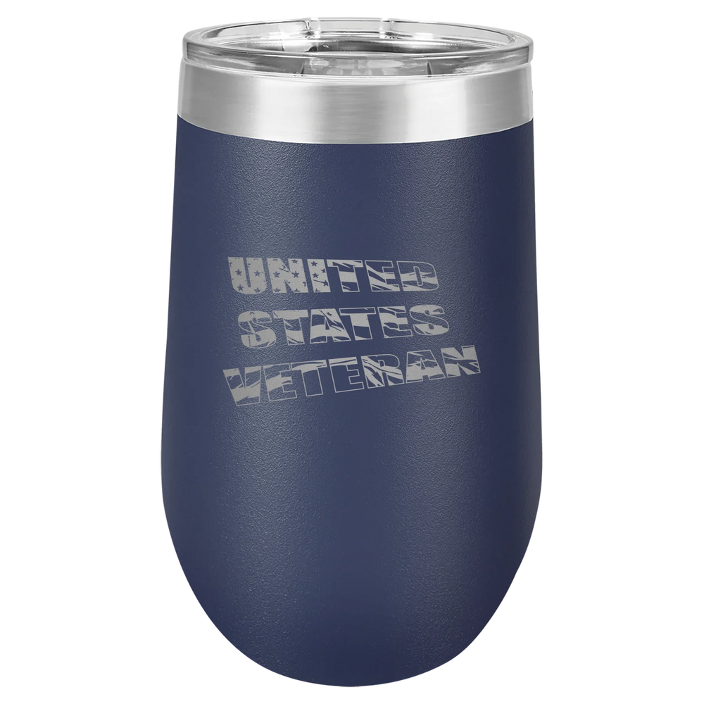Flag Veteran - Polar Camel Stemless Tumbler with Lid - Navy Blue