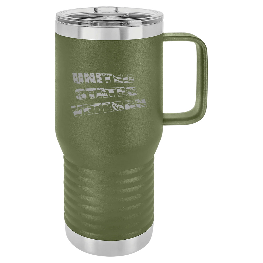 Flag Veteran - Polar Camel Vacuum Insulated Travel Mug with Slider Lid - Olive Green