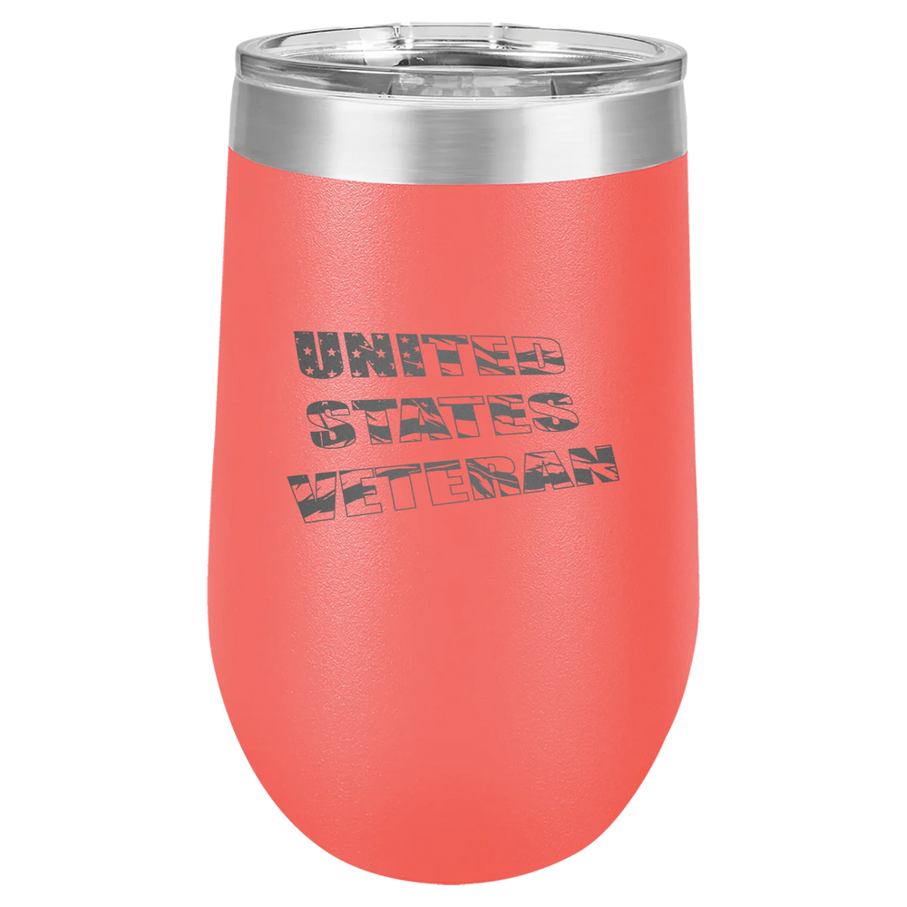 Flag Veteran - Polar Camel Stemless Tumbler with Lid - Coral Vacuum Insulated